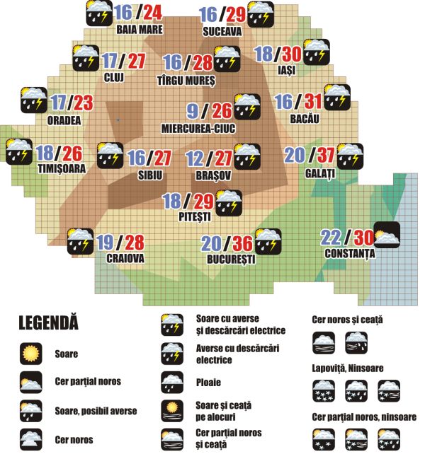 Prognoza meteo (23.08. - 24.08.2025)